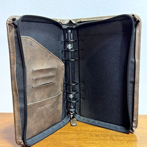 Vintage Day-Timer Brown Binder Organizer Pockets & Pen Loop 6-Ring 5.5x8.5 - Picture 5 of 7